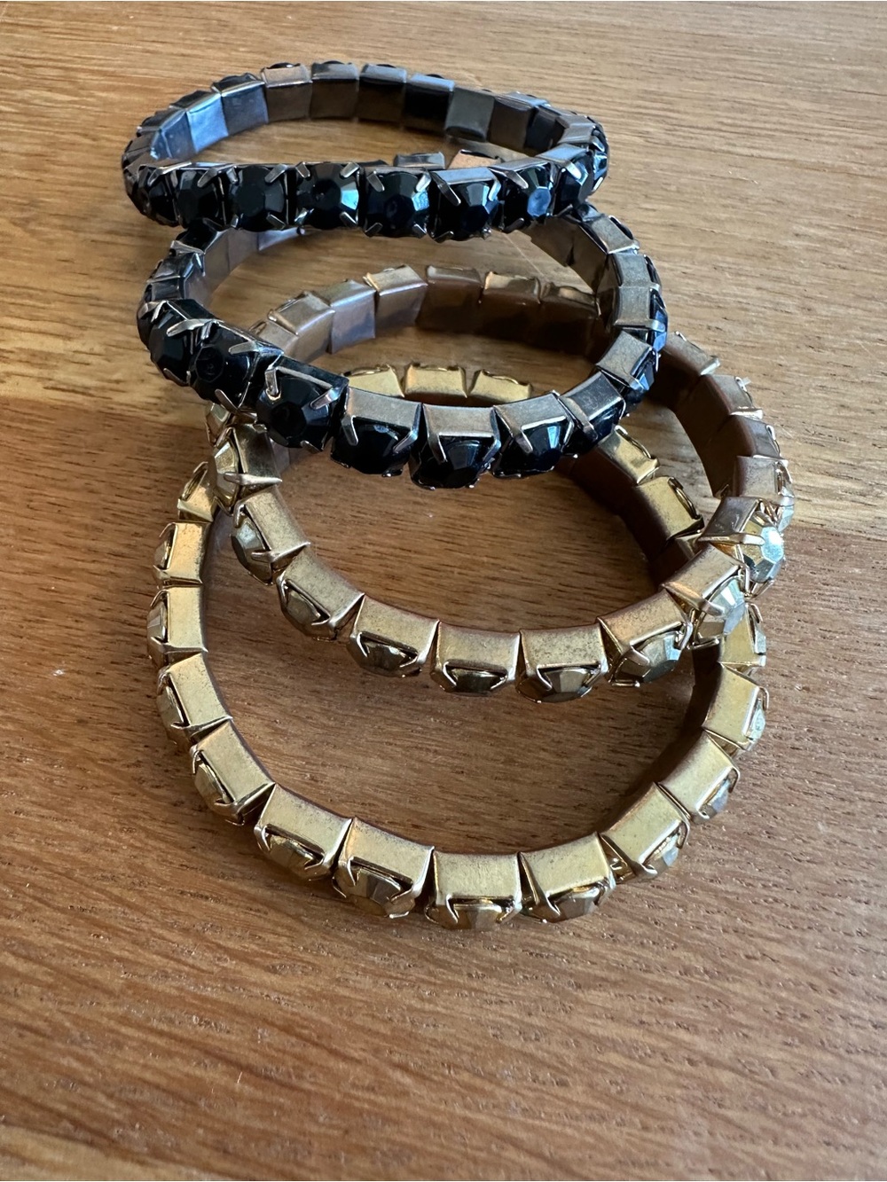 Stackable Black and Gold Stretch Bracelets - Women Jewelry